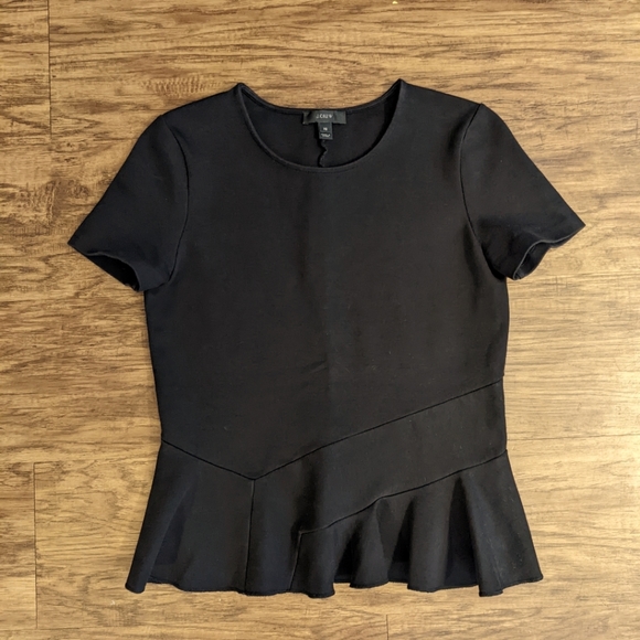 J. Crew Black Peplum Hem Top - Picture 1 of 8